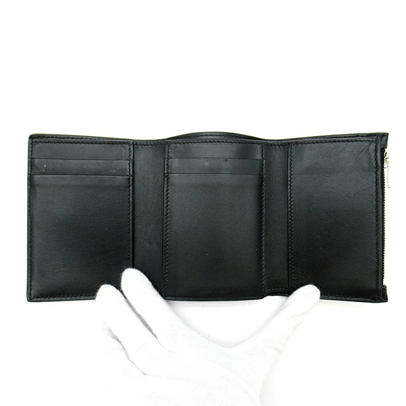 Celine Leather Fine Strap Wallet Black Women
