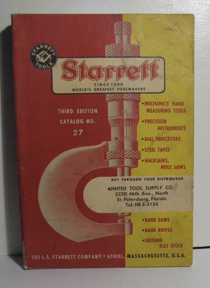 Vintage 1961 Starrett Tools Catalog No. 27 Third Edition 480 Pages