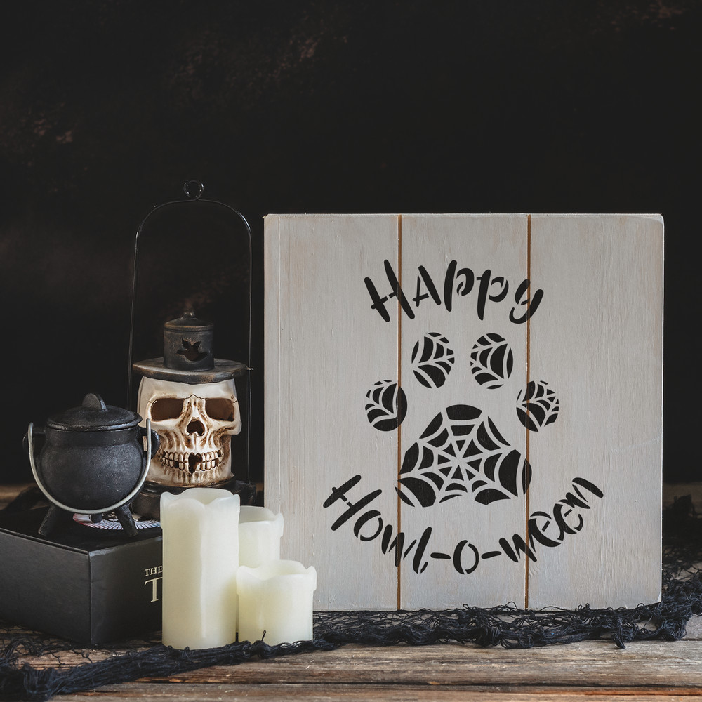 Paw Print Halloween Stencil - Reusable Stencils for DIY Projects