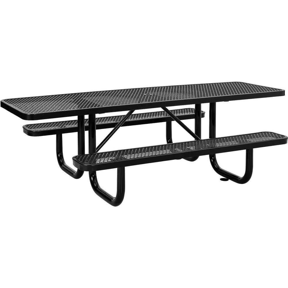 8' ADA Rectangular Picnic Table Expanded Metal Black (96" Long)