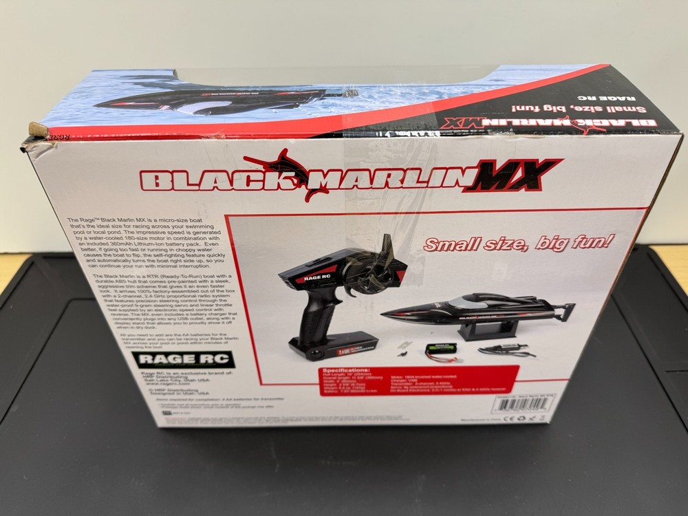 RGRB1130 Rage Black Marlin MX Micro Open box No Battery