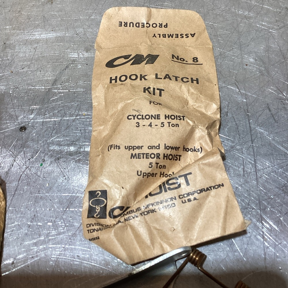 CM HOIST No 8 Hook Latch Kit NOS