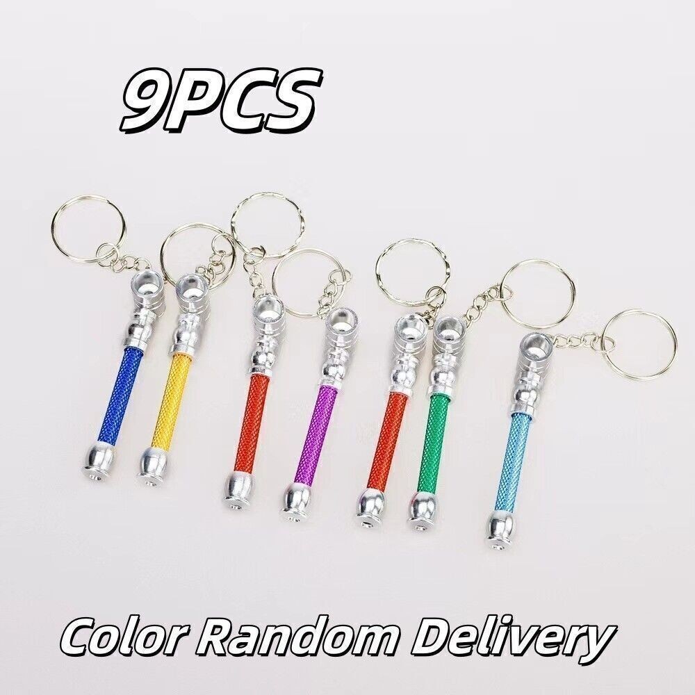 9 PCS Mini Metal Pipe Pendant – Portable Random Color, Removable & Affordable