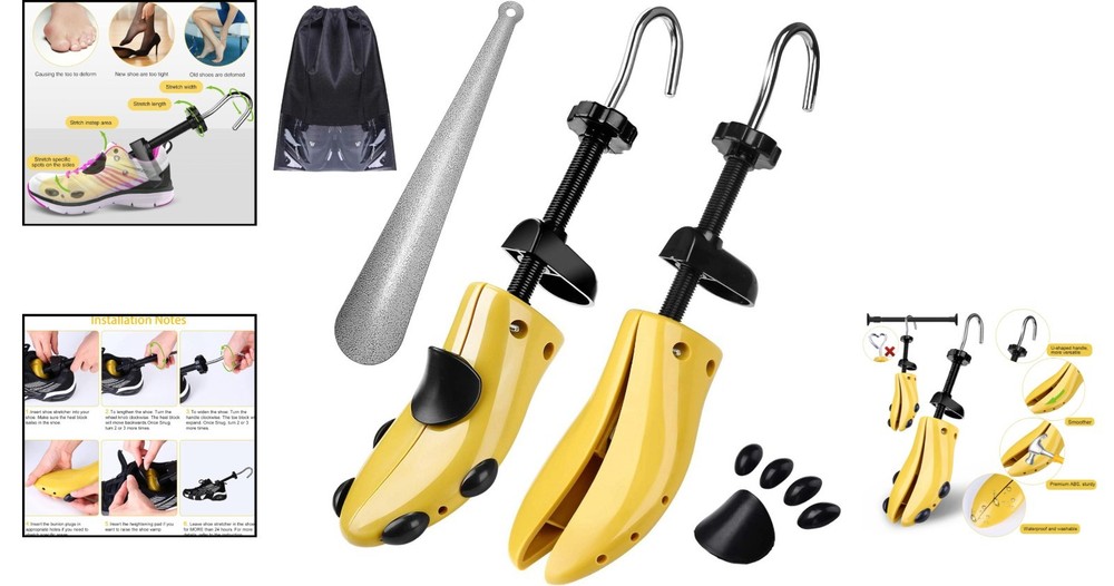 Professional Adjustable Shoe Stretcher & Tree for Optimal Comfort - Yellow Large
