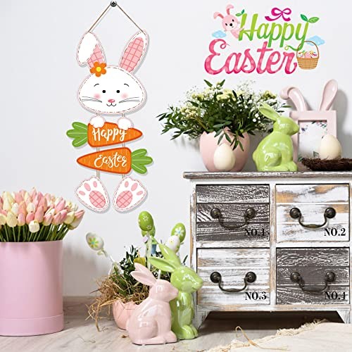 Easter Decorations Rabbit Sign Hanging Wall Decor Carrot Happy Easter Bunny