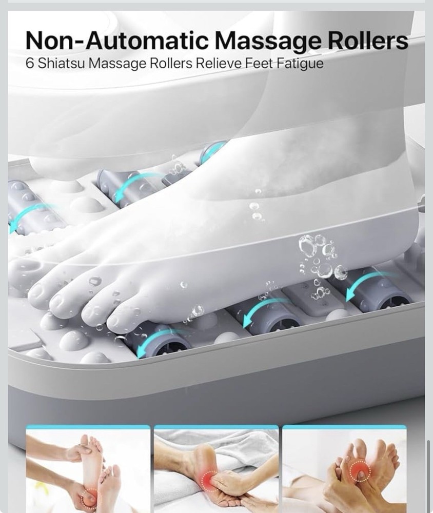 Alljoy Collapsible Foot Bath Spa Touch Screen Bubble Massage Red Light Heating