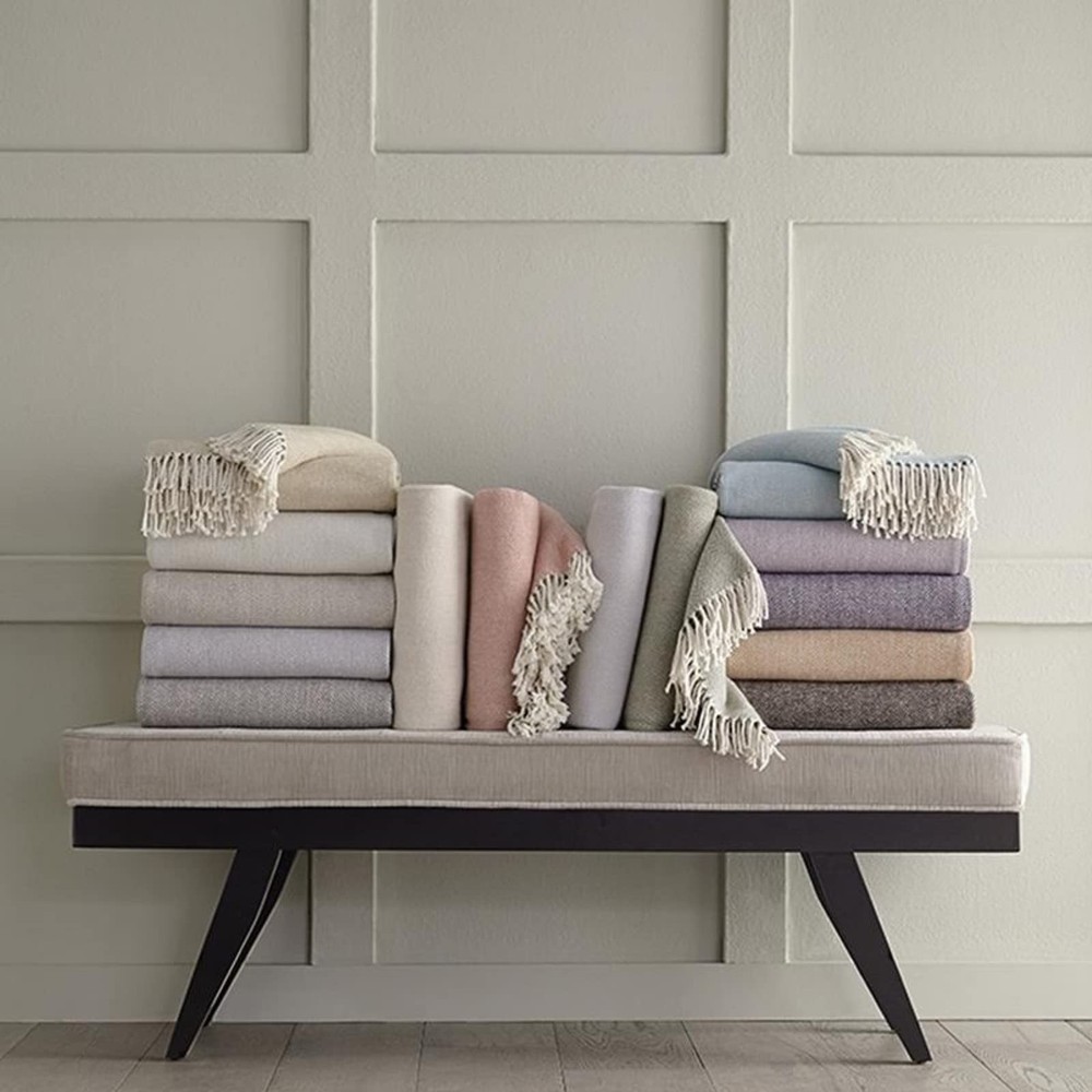Celine Herringbone, 100% Cotton Throw Blanket - Tin
