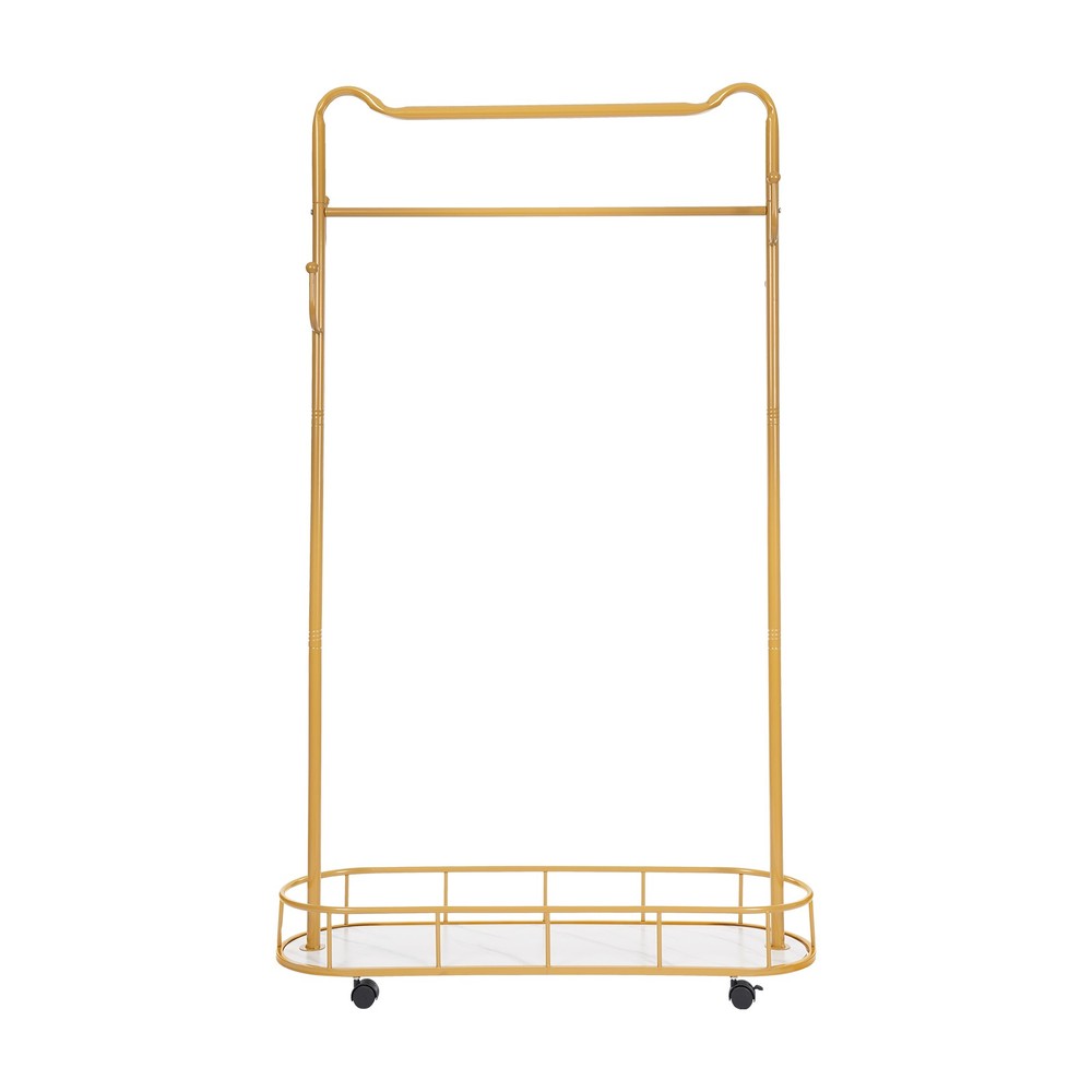 Multi-Functional Movable Clothes Rack Garment Stand w/ Storage Basket & Hooks