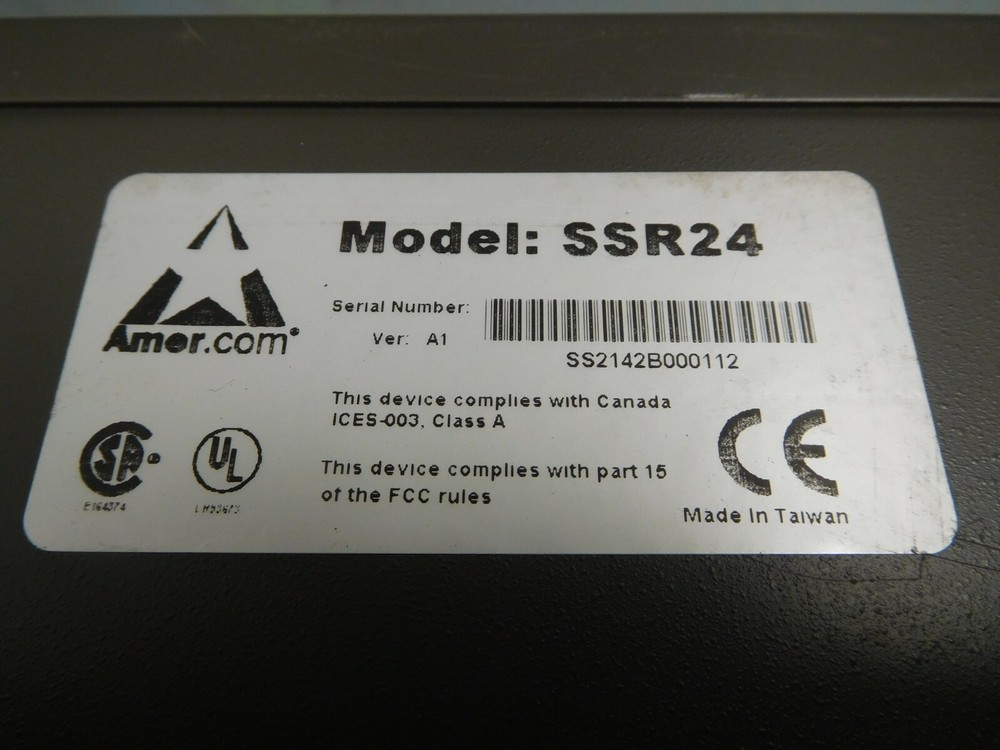 Amer.com SSR24 24-Port Dual Speed Stackable Switch w/ Rack Ears
