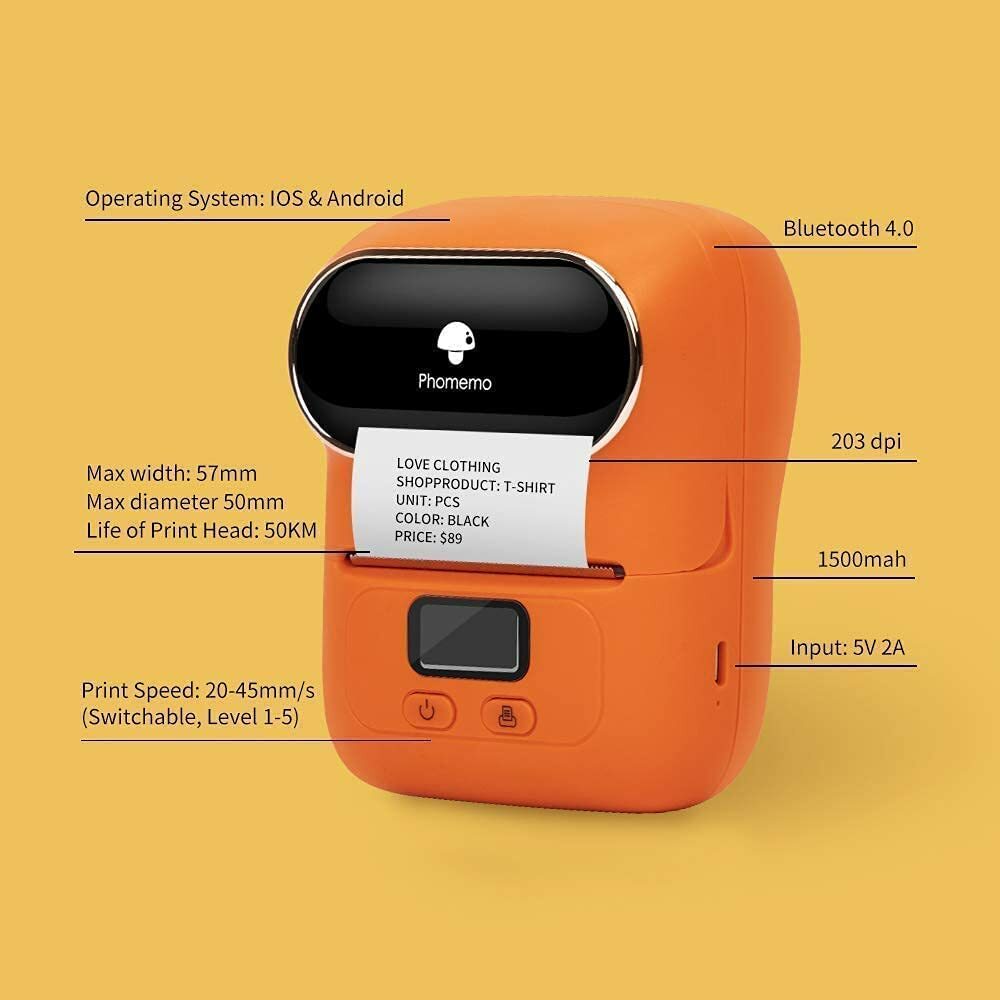 Portable Bluetooth Label Sticker Maker Machine Wireless with Thermal Paper Lot