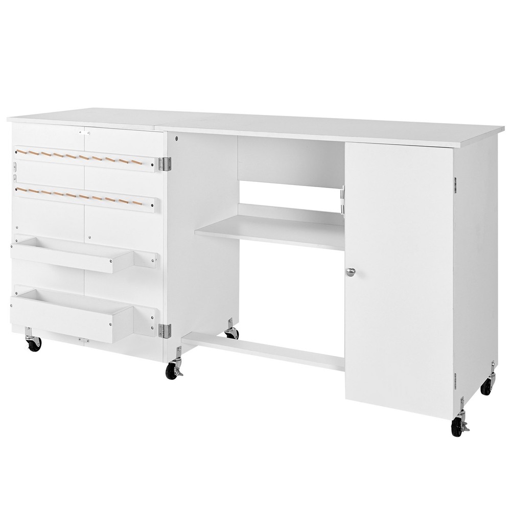 HOT/ Folding Sewing Table,Multipurpose Sewing Machine Table with Cabinet,Compac