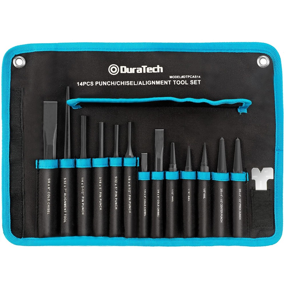DURATECH 14-Piece Punch & Chisel Set: Pin, Center, Nail Alignment Tools