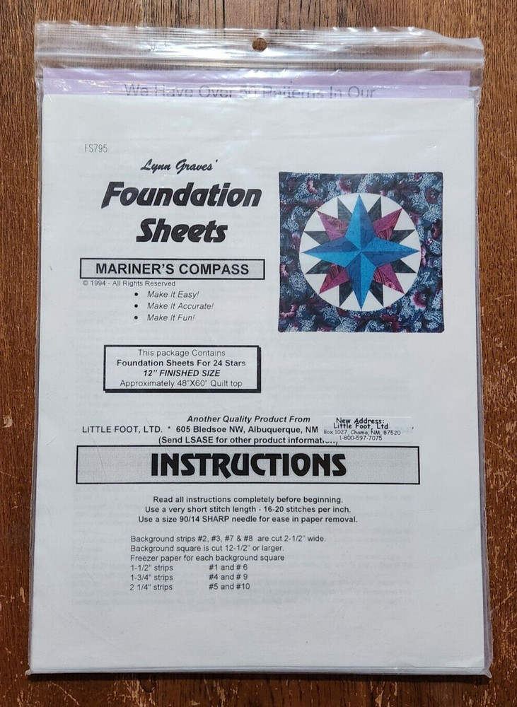 Lynn Graves Foundation Sheets - Mariner’s Compass #FS795 - NEW