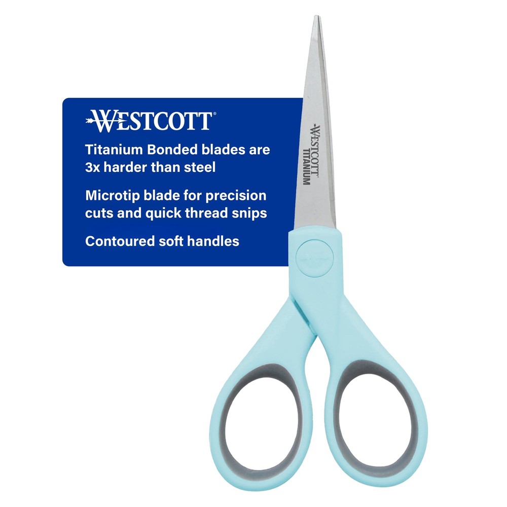Titanium Bonded Micro-Tip Crafting Scissors, Light Blue Precision Sewing and