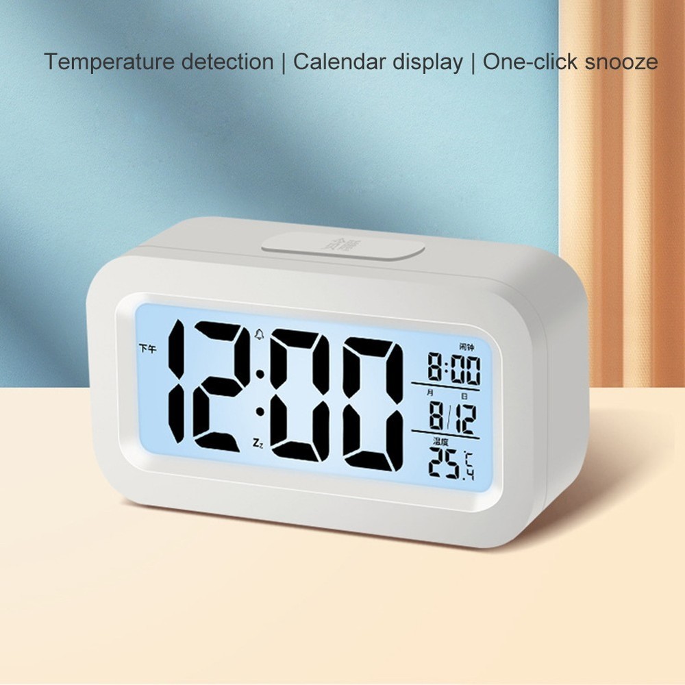 Mini Electronic Alarm Clock for Desk Use with Backlight and Multiple Alarms