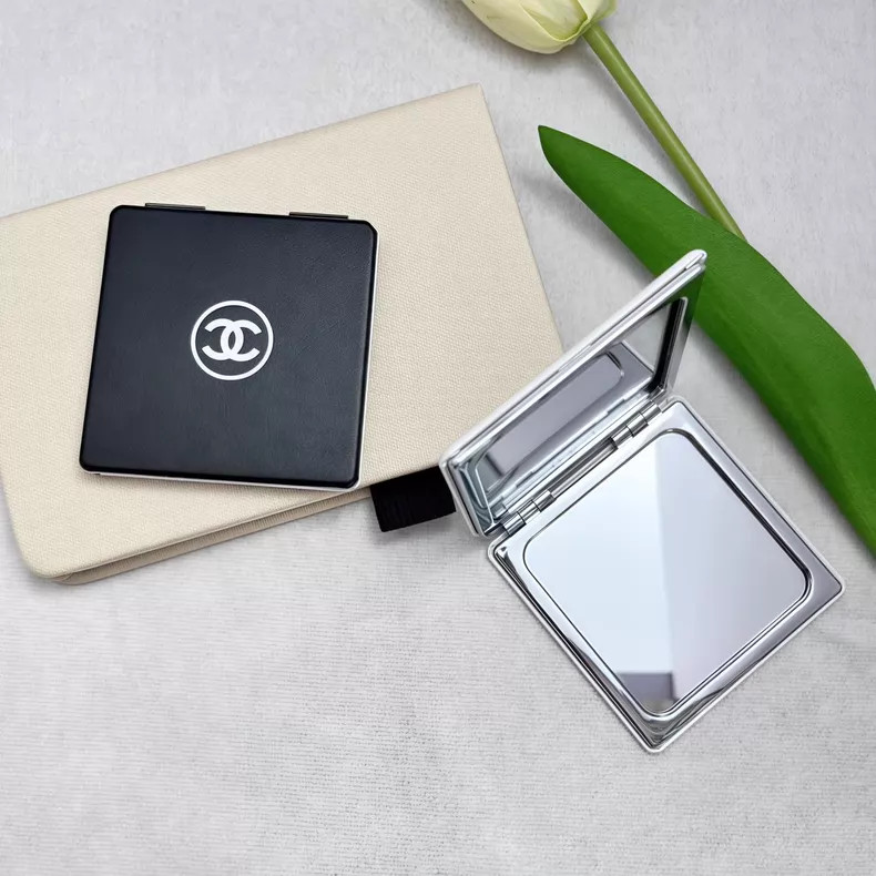 Chanel Mini Portable Double-Flap Black Makeup Mirror