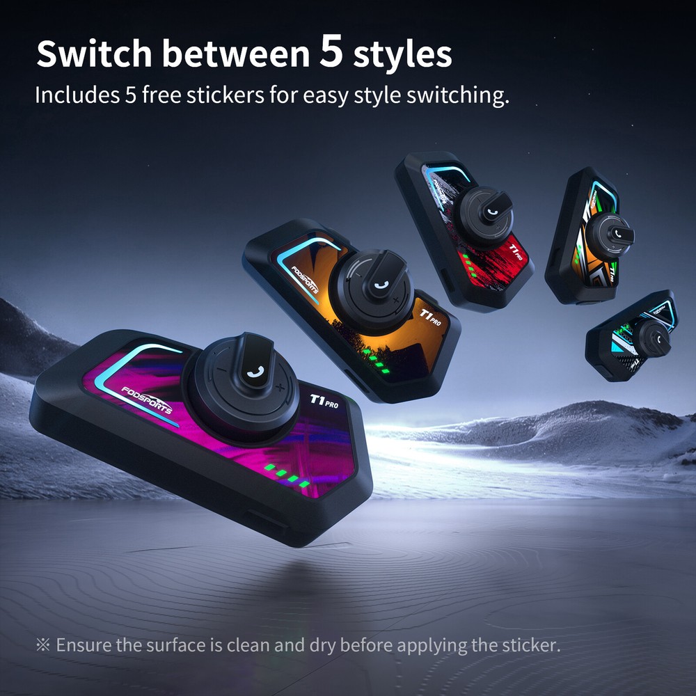 2x T1 Pro Motorcycle Intercom 6 Riders Group 2000m Bluetooth Helmet Headset