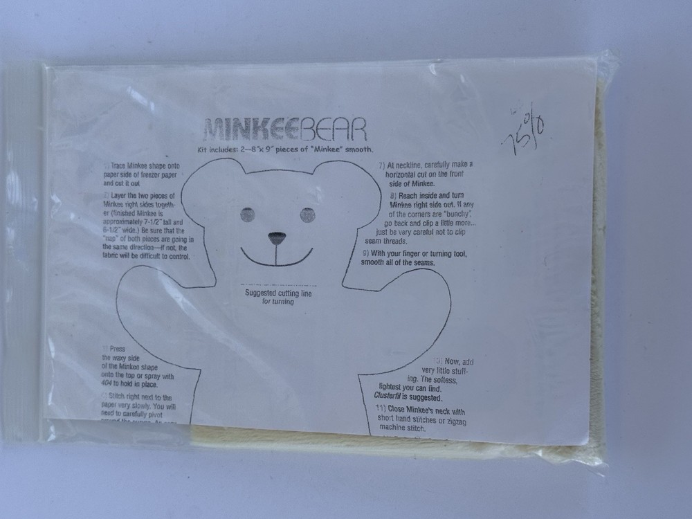 Benartex Yellow Minke Bear Kit Skill Level Intermediate To Advanced Includes