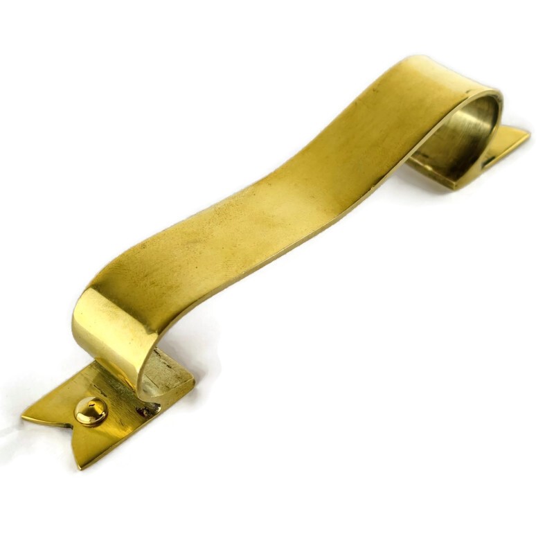 6 D PULL 6" handle heavy ribbon solid heavy brass old style kitchen GRAB 15 cm