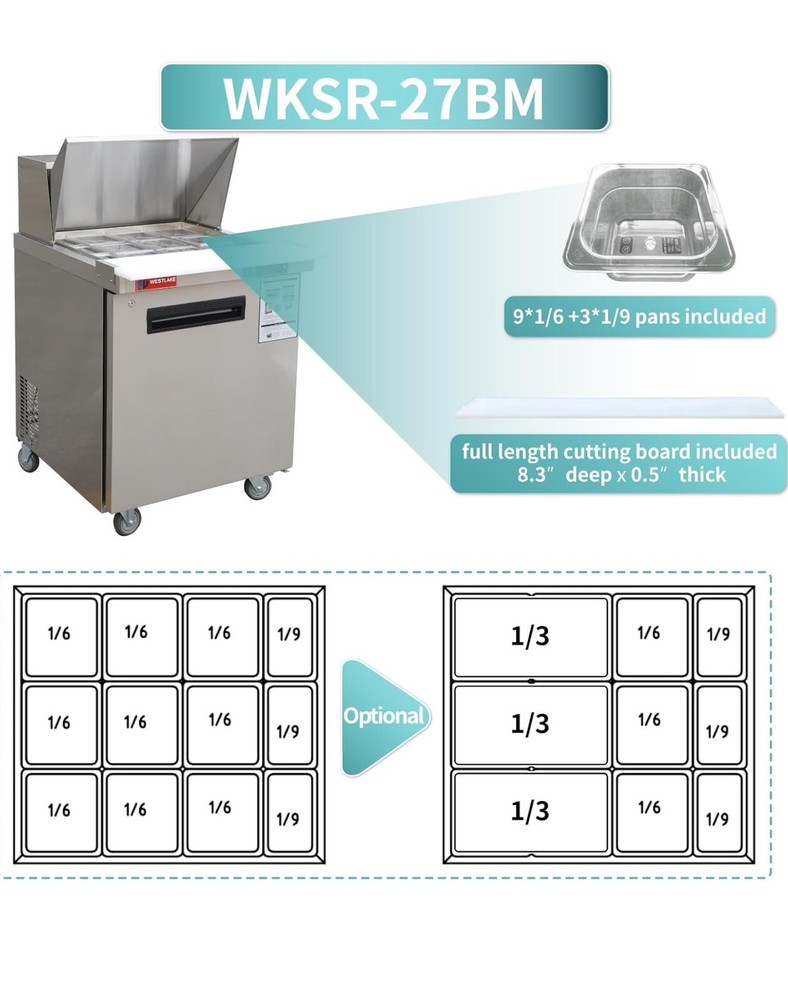 Westlake 27” Refrigerator & salad Prep Table