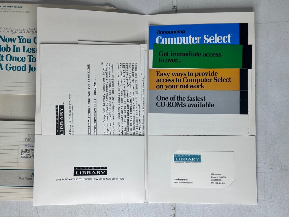 1991 Computer Select Demo Kit Mailer 5.25 Floppy Ziff Davis Tech Library Promo
