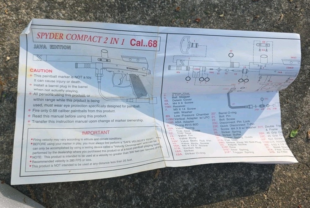 Red Java Edition Spyder Compact 2-In-1 Paintball Gun & Barrel