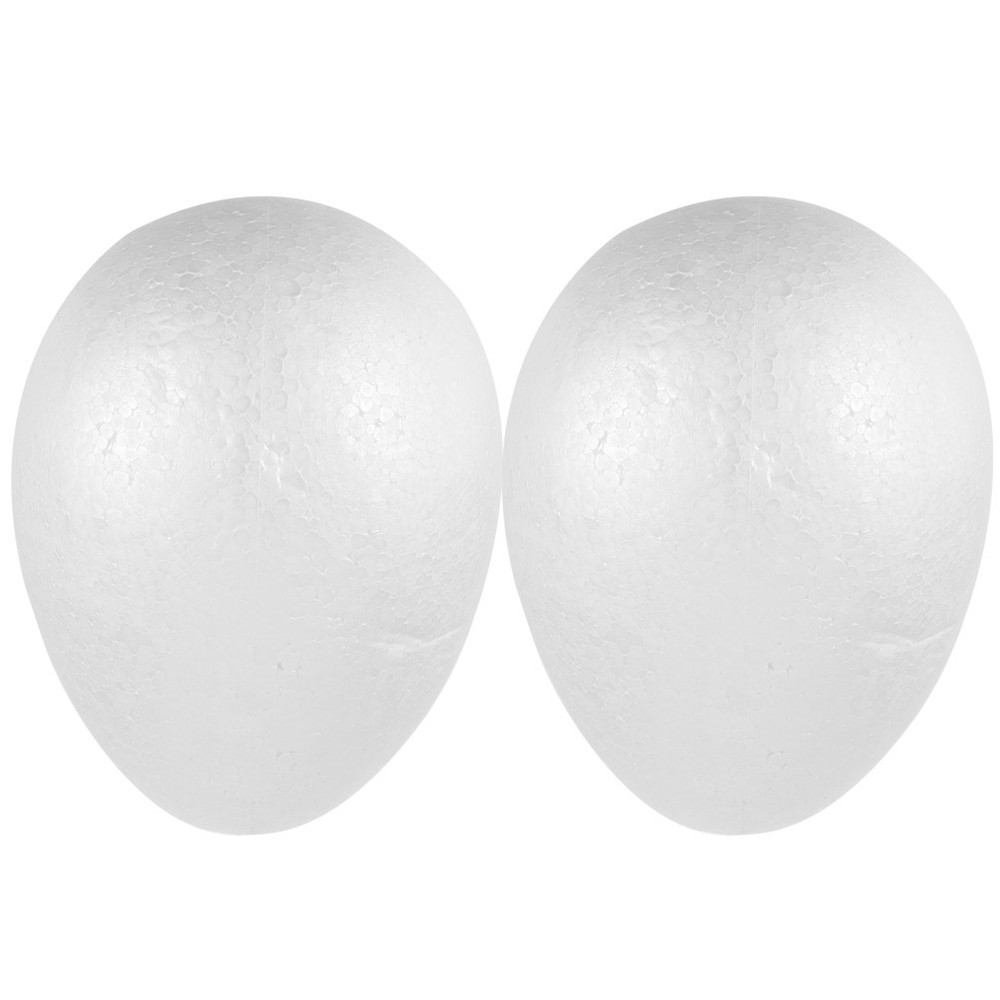 2Pcs White Foam Egg Shapes Ornaments 20cm Polystyrene Decoration