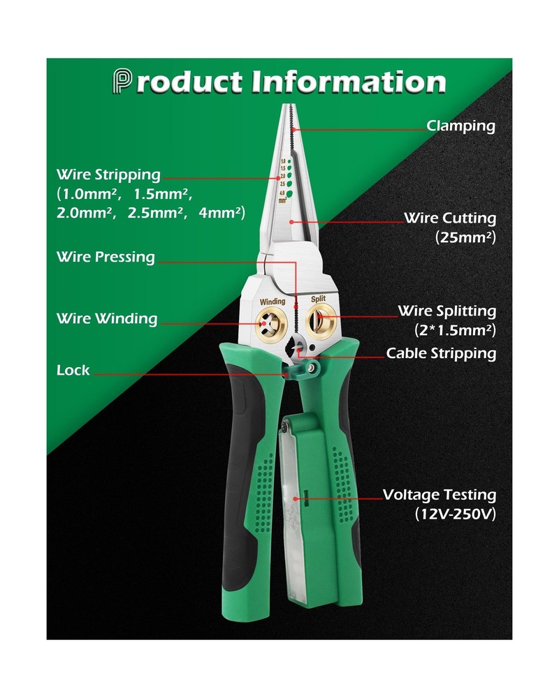 8 In 1 Wire Stripper, Wire Stripping Tool with Voltage Tester, Cable Cutters ...
