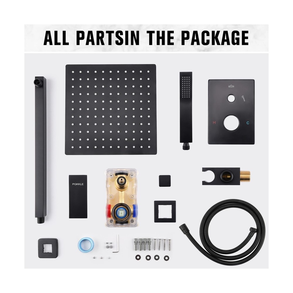 10 Inch Rainfall Shower System - Wall Mounted Complete Combo with Solid Brass...