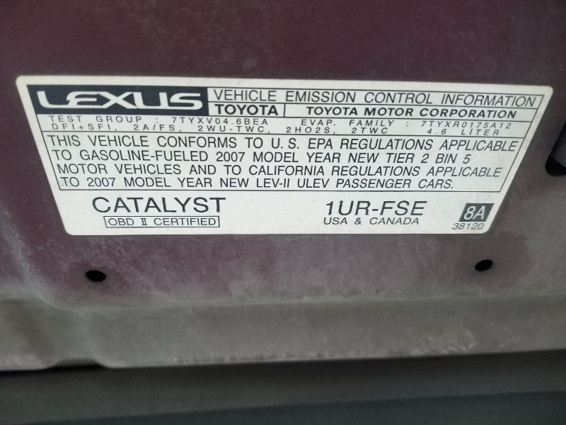 2007 LEXUS LS460 JACK AND TOOL KIT