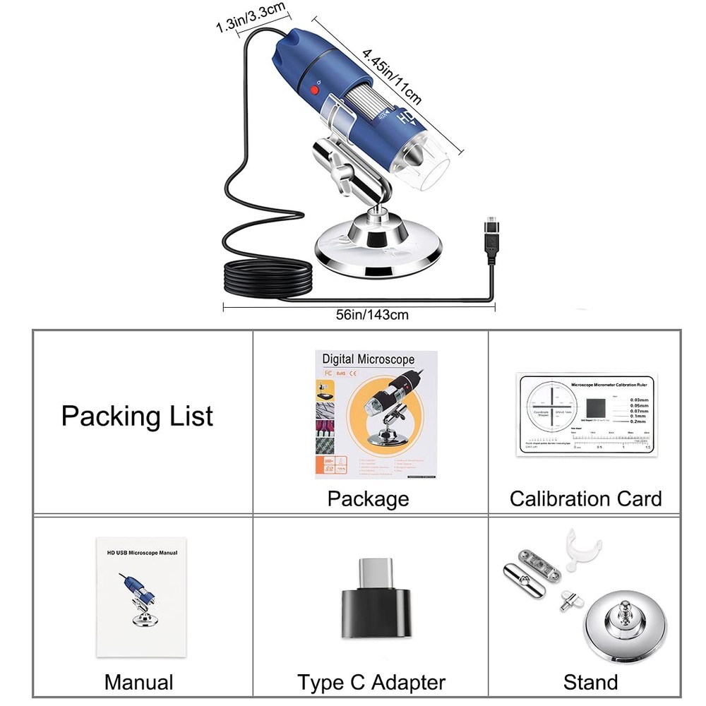 2K HD 2560x1440P USB Digital Microscope for Android Cellphone and Tablet Wind...