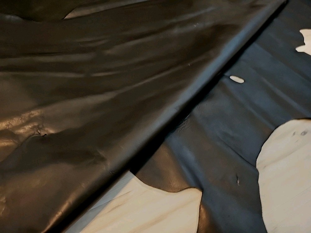 3-4oz JET BLACK LEATHER HIDE SEMI-SMOOTH PANEL/SHEET/SQUARE/12x12x24 23+ MEDIUM