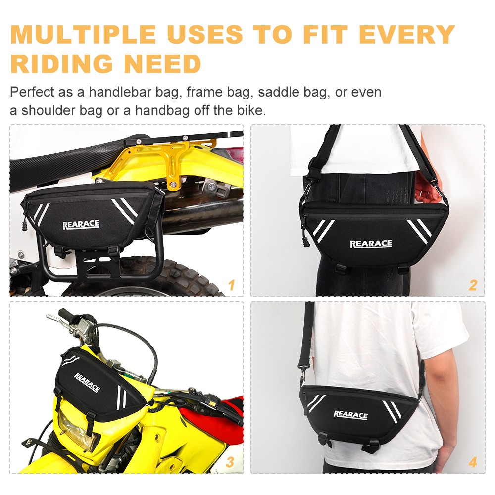 Waterproof Front Storage Bag Black Fit For Universal Motorcycles With Handle Bar