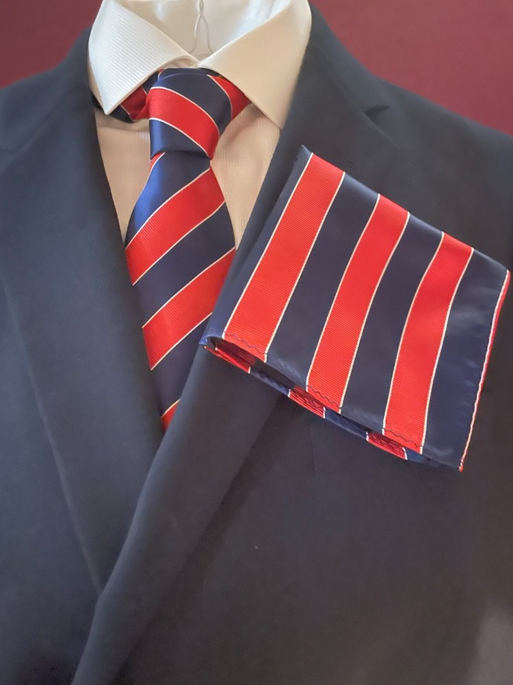 Blue & Red Striped Necktie Set