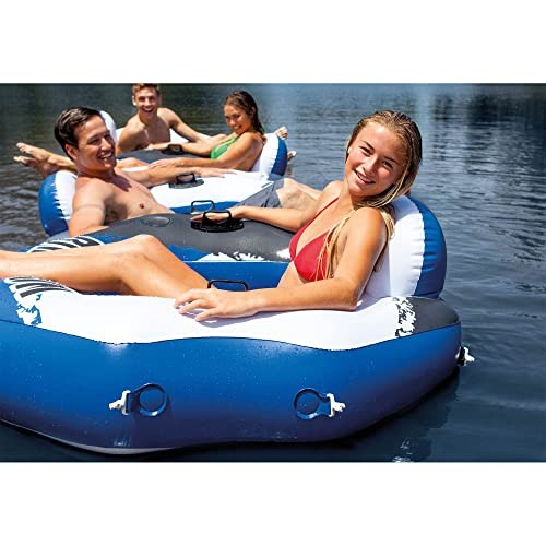 58854EP River Run Connect Inflatable Floating: Comfortable Blue Lounge