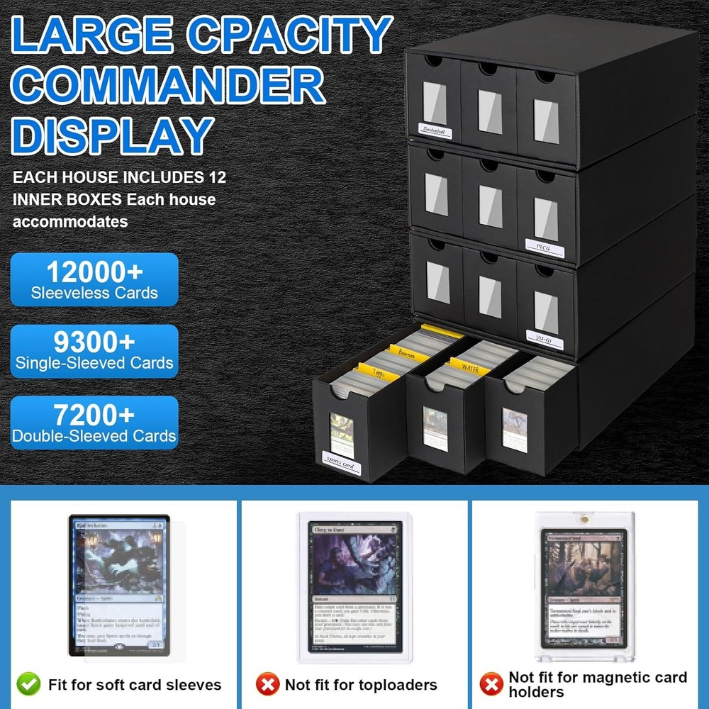 12000+ Trading Card Storage Box for Commander Display, Card Deck Box Cardboar...