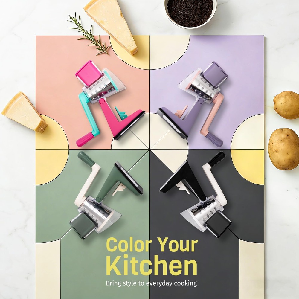 Rotary Vegetable Slicer 3 Drums Cheese Grater Multi Function Kitchen Tool