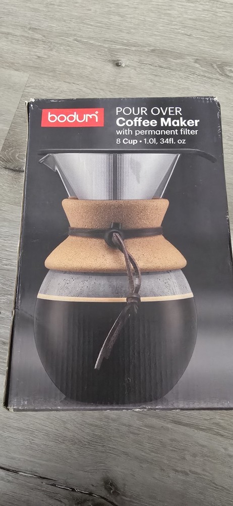 BODUM 8-Cup Glass & Cork Pour Over Coffee Maker with Permanent Reusable Filter