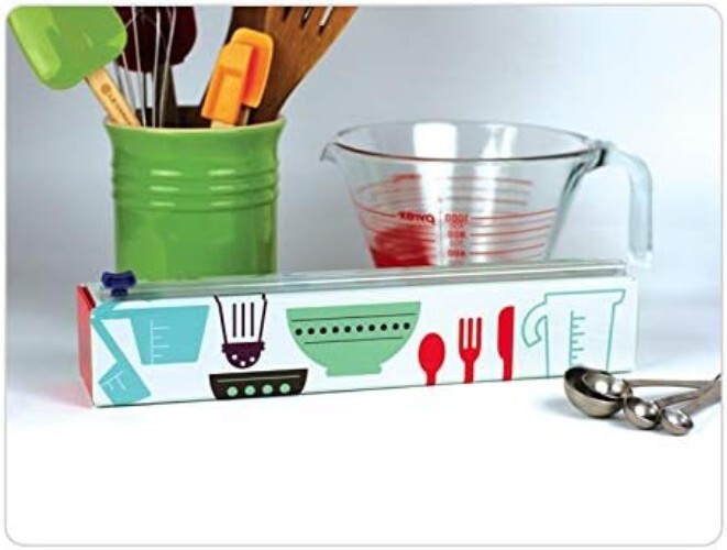 Efficient Kitchen Tool: Refillable Plastic Wrap Dispenser with Stability Feet