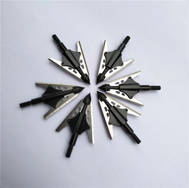 6pcs BloodRunner Broadheads 100Gr 2 Spring Slide Retractable Blade Arrow Tips