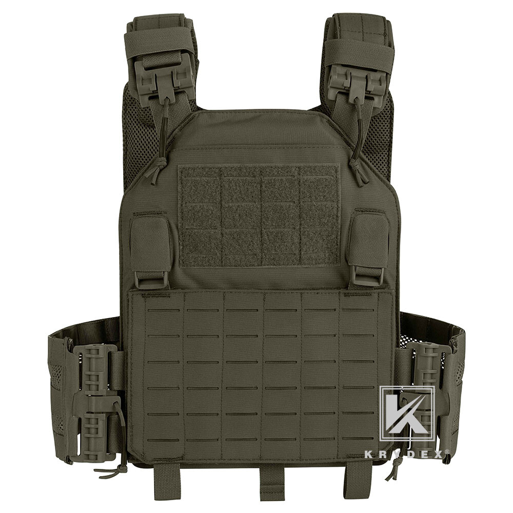 KRYDEX Tactical Plate Carrier Quick Release & Laser Cut MOLLE Panel Ranger Green