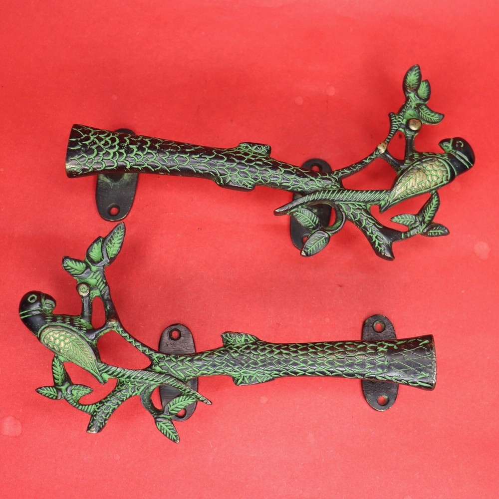 Bird on Tree Shape Vintage Style Handmade Brass Cabinet Almirah Door Pull Handle