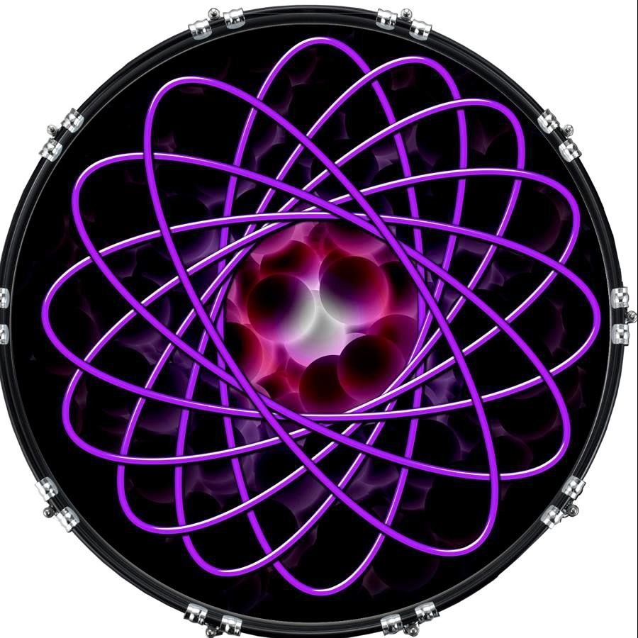 Custom 22" Kick Bass Drum Head Graphical Image Front Skin Atom 1