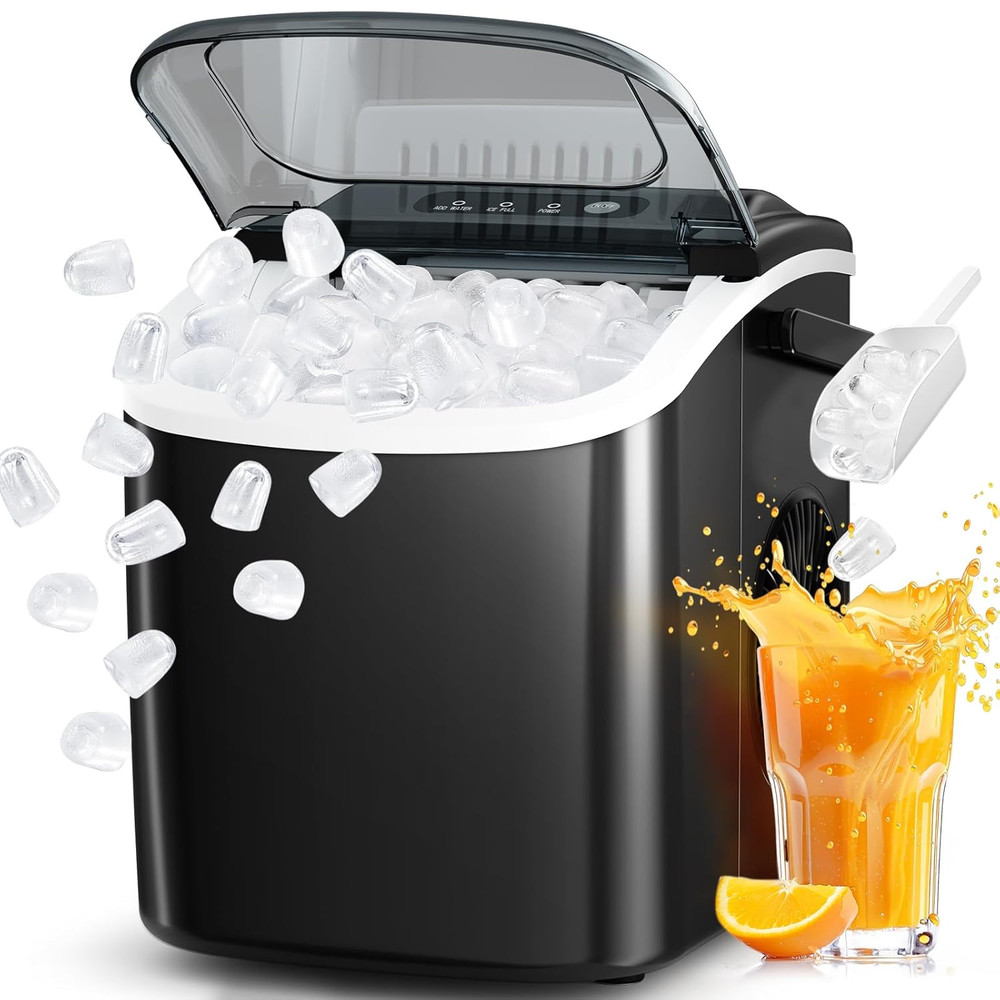 Ice Maker Countertop, Portable Ice Machine with Carry Handle, 26Lbs per Day, 9 C