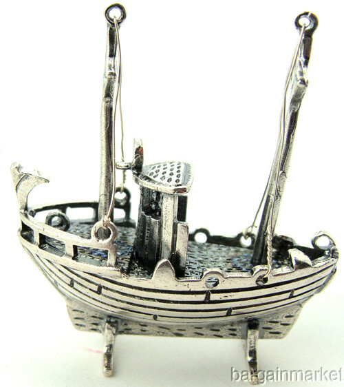 Miniature Mini Tug Boat Ship Solid Sterling Silver #230