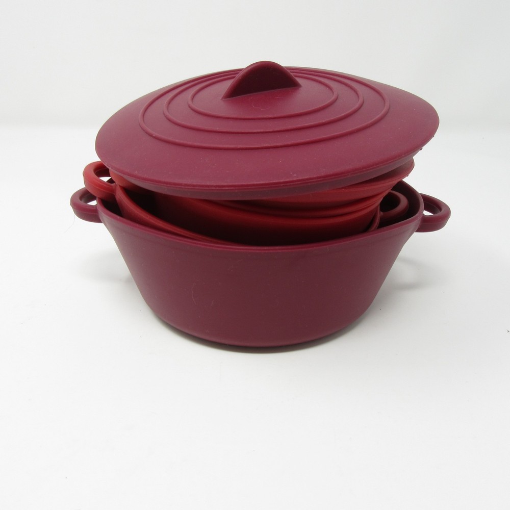 MarkCharles Misilli Silicone Nesting Round Pots Cookware Bakeware Red NEW