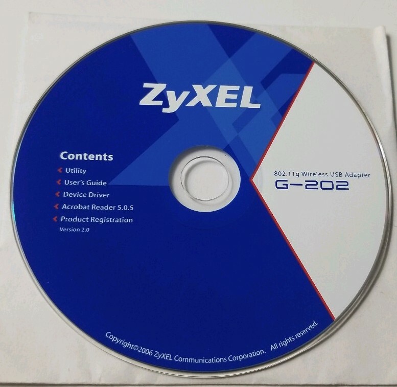 ZyXEL 802.11g Wireless USB Adapter PC CD-ROM 2006