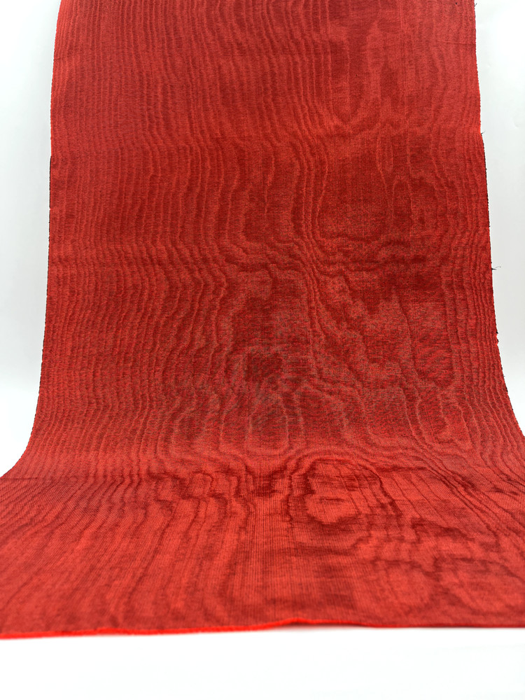 Red Silk Moire Fabric By The Meter,  Watermark Patterned, Multicolor Options.