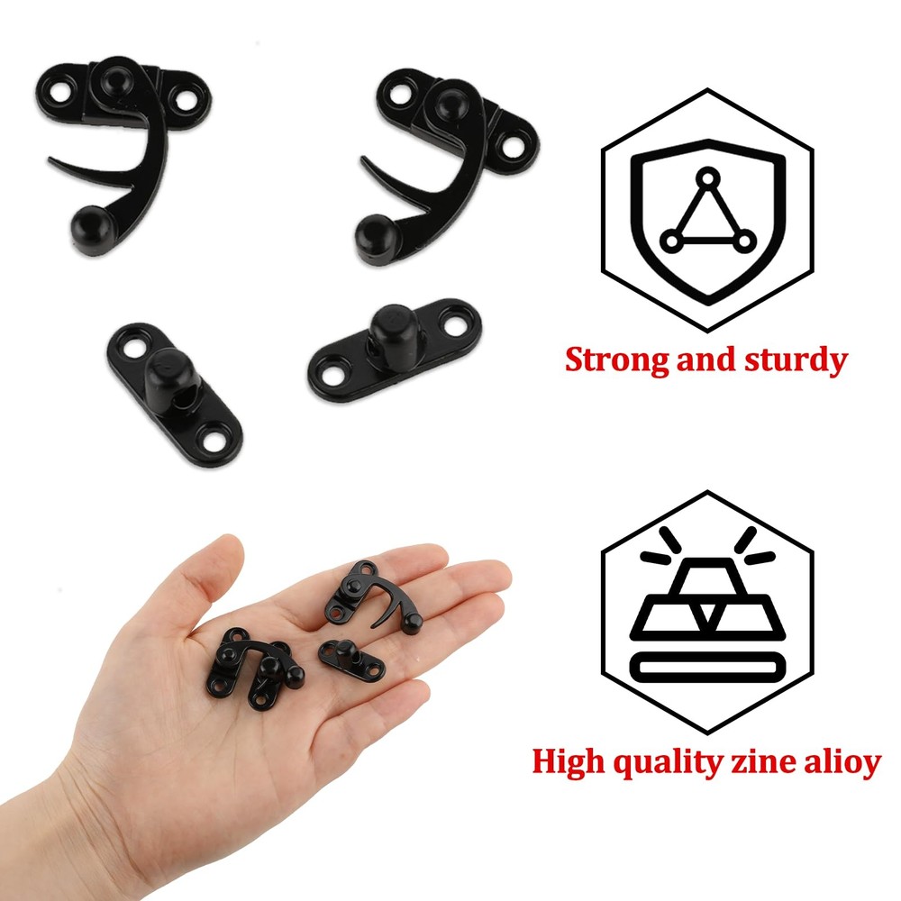 2pcs Antique Hook Hasp Latch Vintage Style Left Right Toggle Black...
