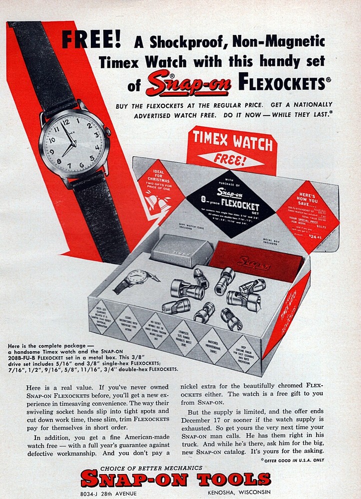 1960 Snap-On Tools Flexockets Set Flex Sockets Original Color Print Ad